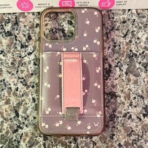 Floral Gray and Pink Phone Case with Stand